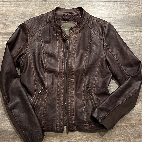 Maurices Brown faux Leather motoJacket Size Medium - Picture 9 of 11